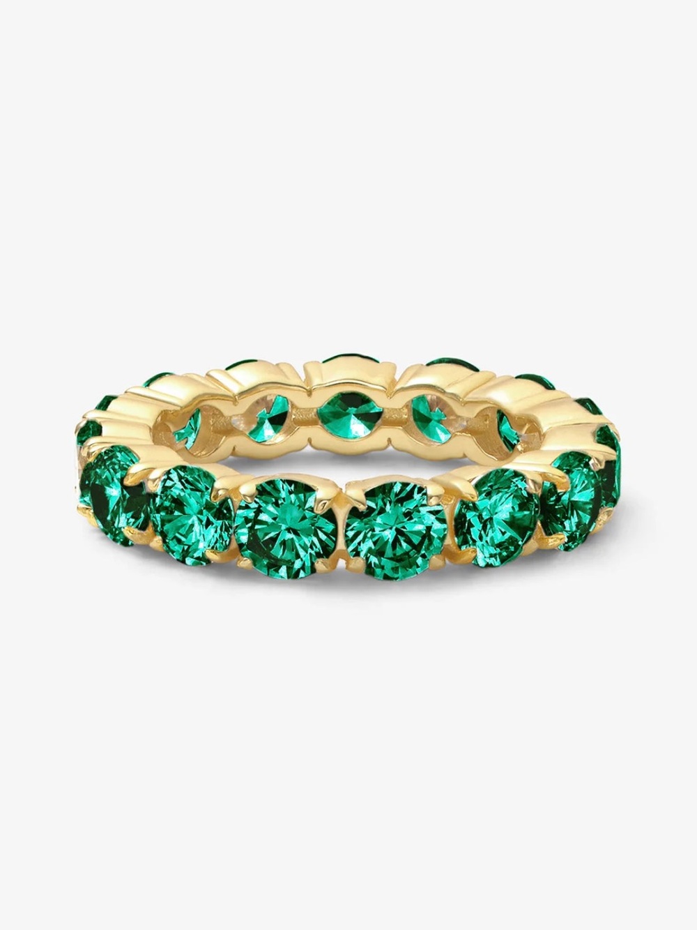 Melinda Maria Gold Ring with Simulated Emerald Green Stones